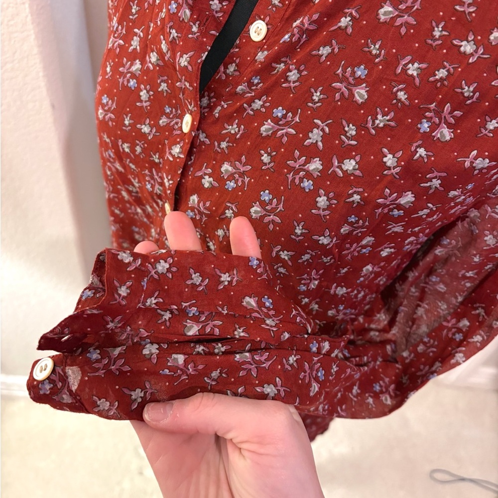 Isabel Marant Etolie Maria Shirt Grenat Cotton Floral - Picture 4 of 7